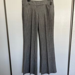 White House Black Market Pants Women’s Sz 8 Linen Blend Gray Wide Leg Mid Rise